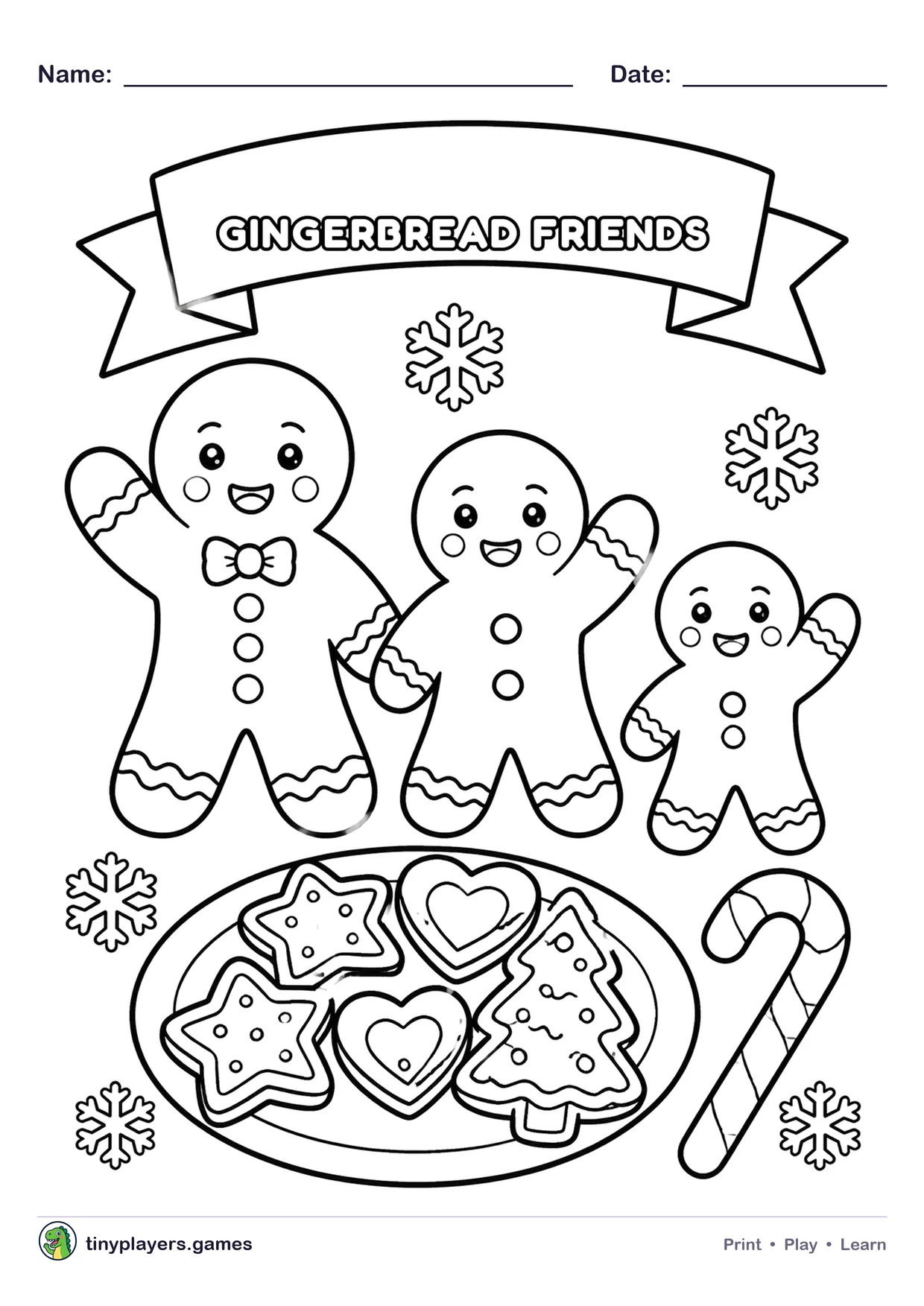 Gingerbread Friends printable sheet