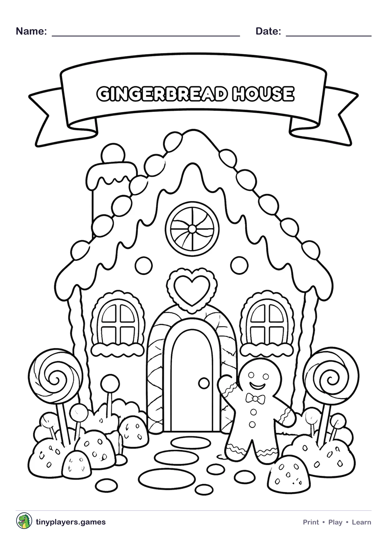 Gingerbread House printable sheet