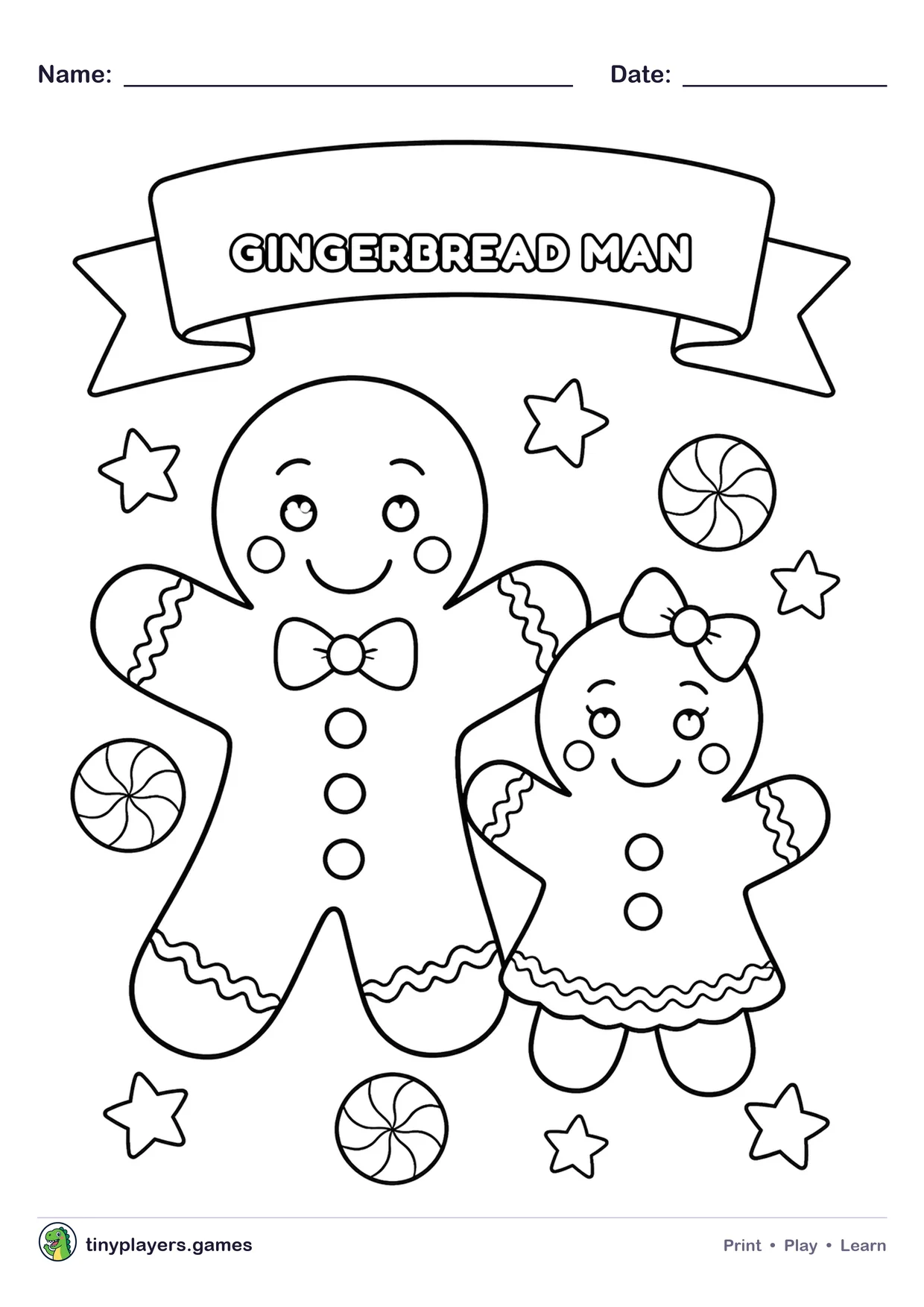 Gingerbread Man printable sheet