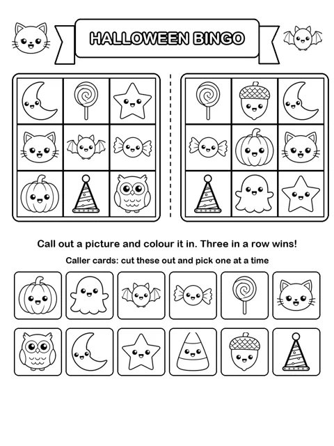 Halloween Bingo printable sheet