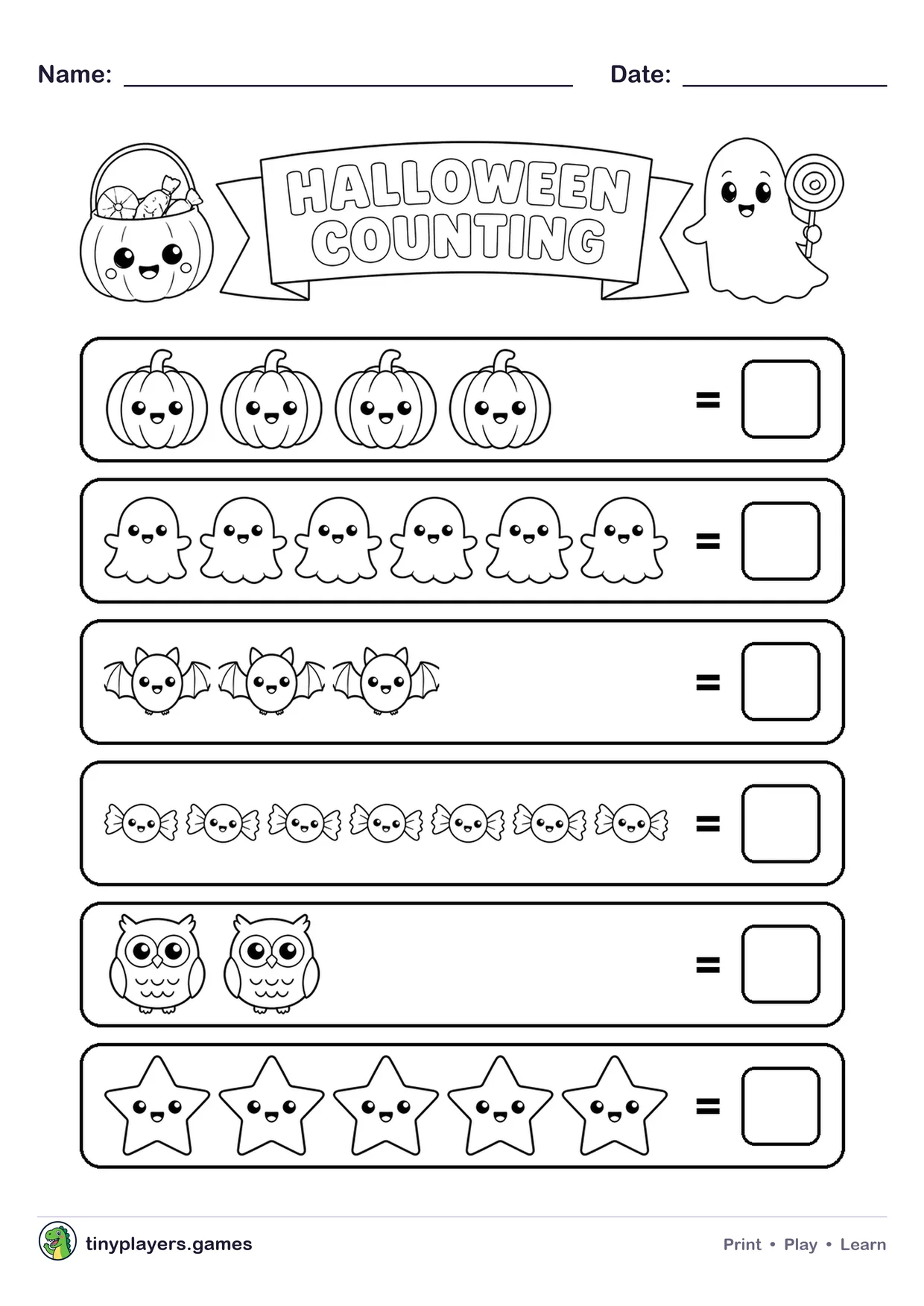 Halloween Counting printable sheet