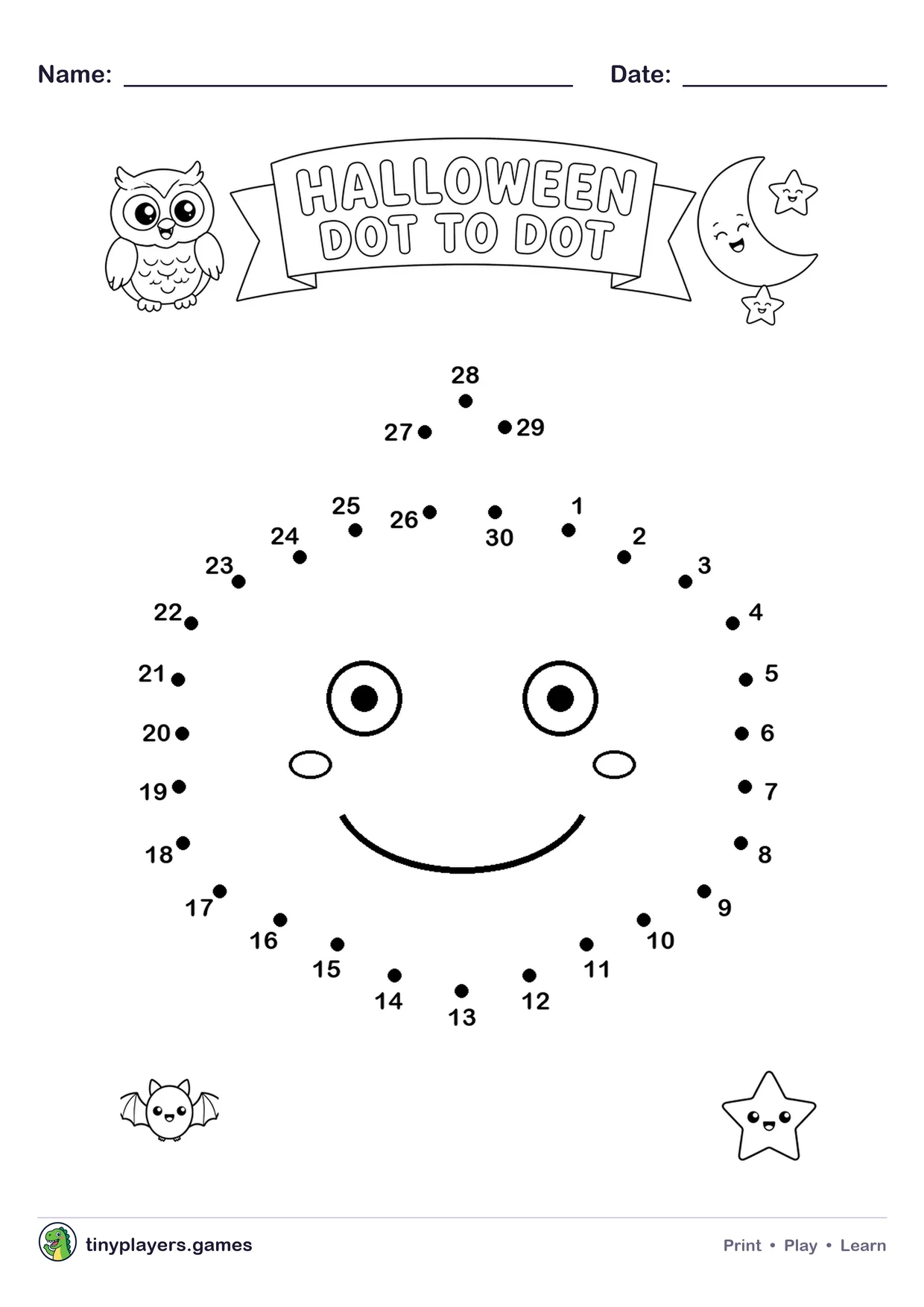 Halloween Dot to Dot printable sheet