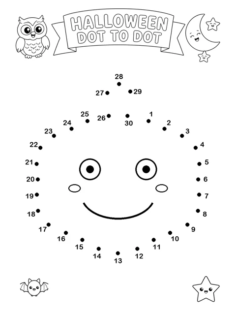 Halloween Dot to Dot printable sheet