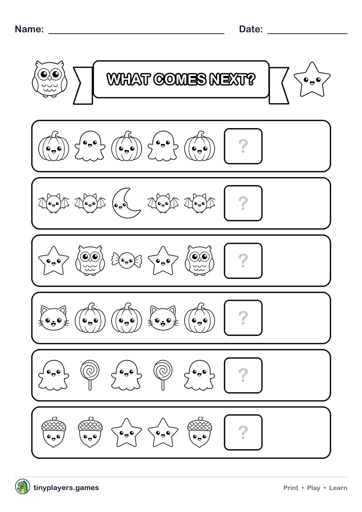 What Comes Next? printable sheet