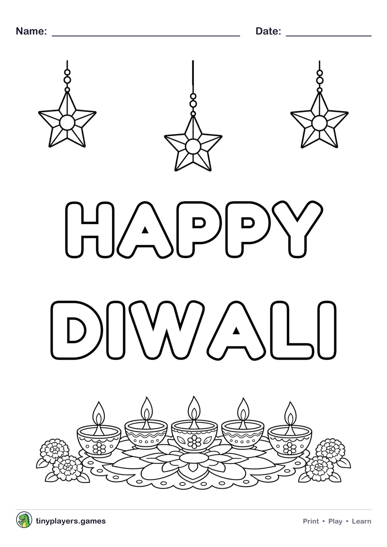 Happy Diwali Poster printable sheet