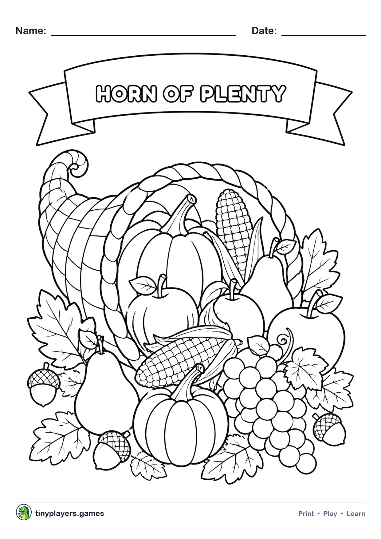 Horn of Plenty printable sheet