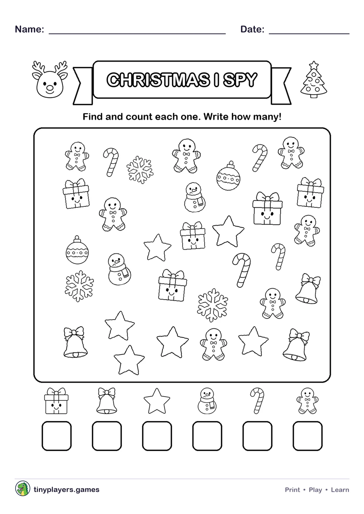 Christmas I Spy printable sheet