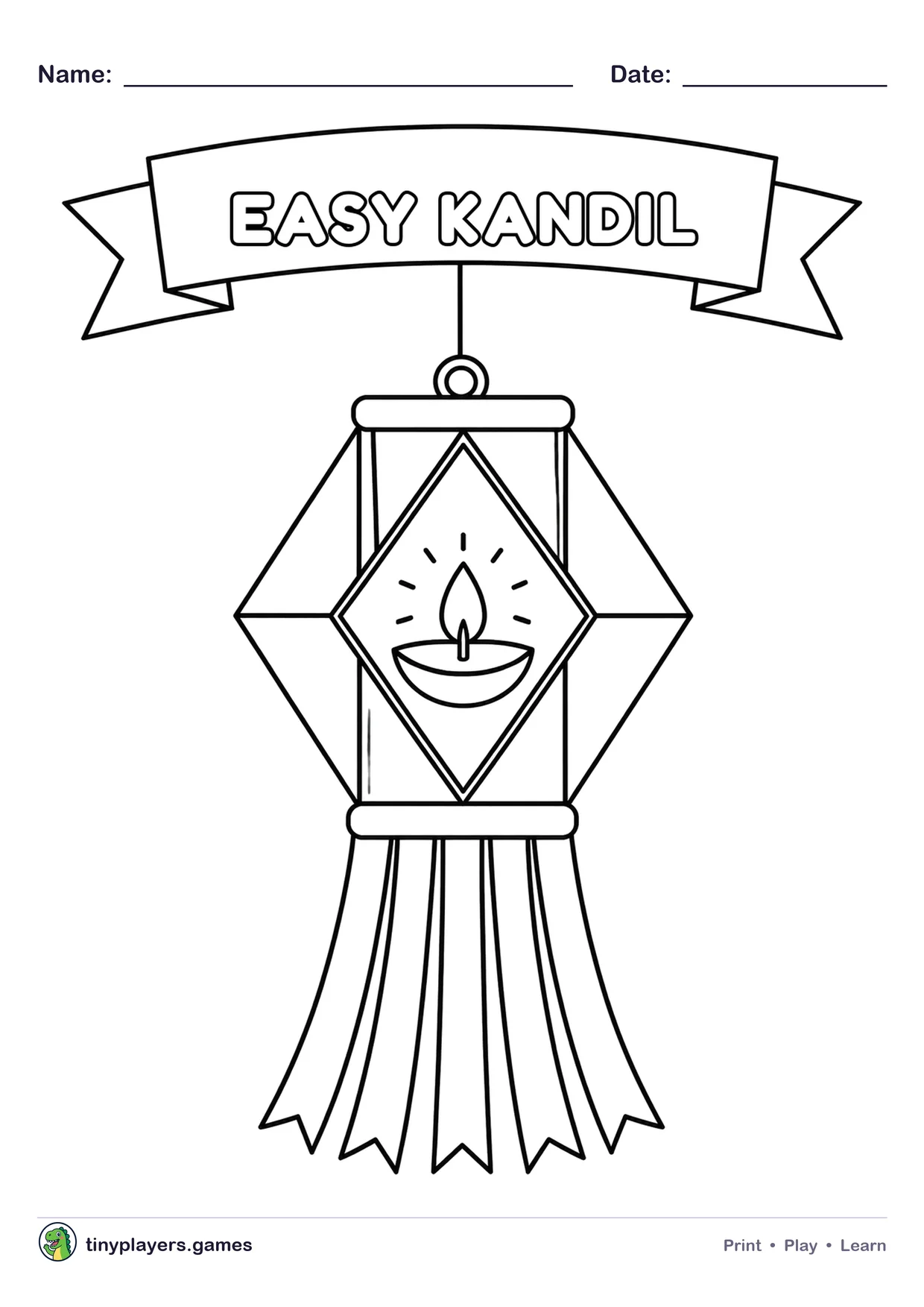 Easy Kandil Drawing printable sheet
