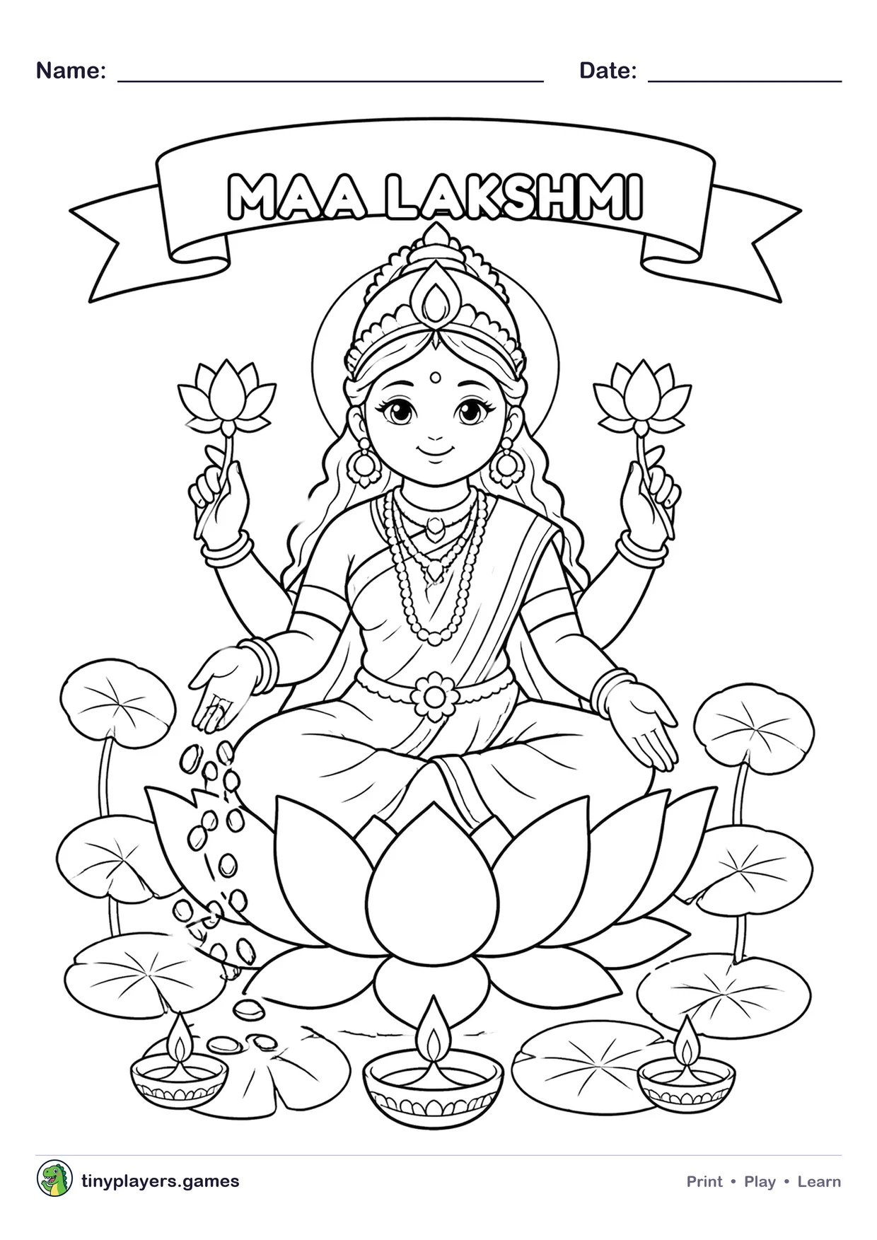 Maa Lakshmi printable sheet