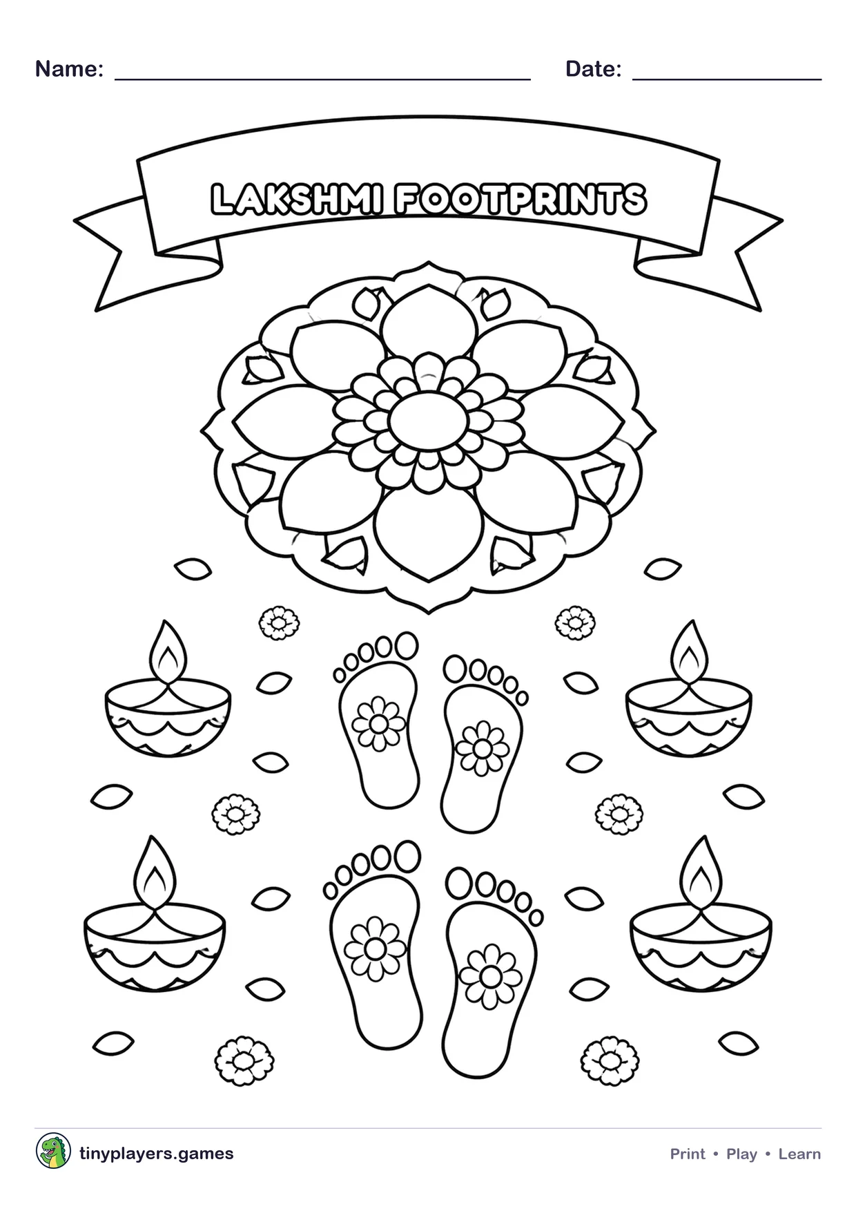 Lakshmi Footprints printable sheet