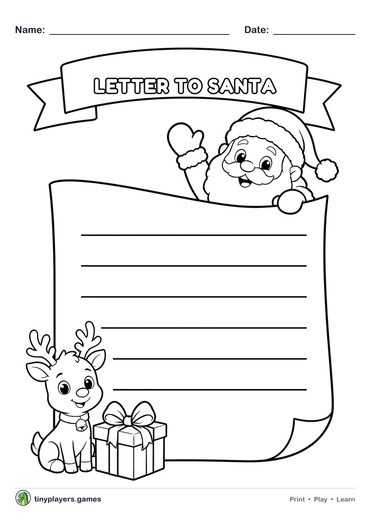 Letter to Santa printable sheet