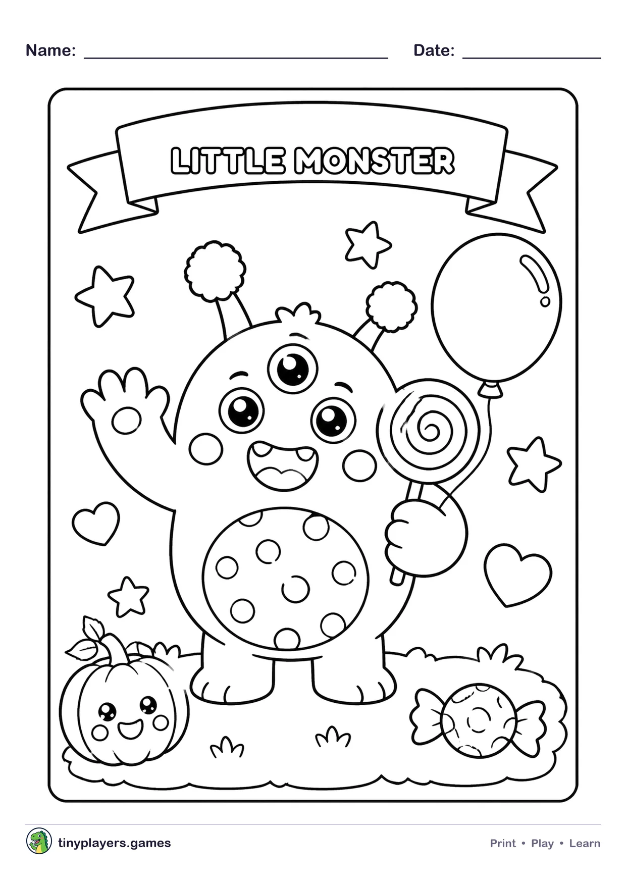 Little Monster printable sheet