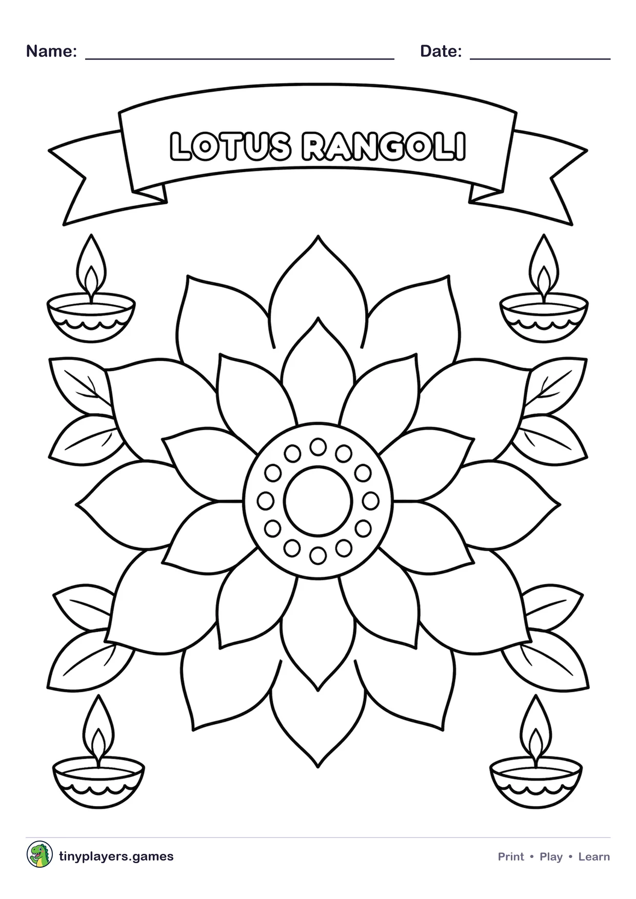 Lotus Rangoli printable sheet