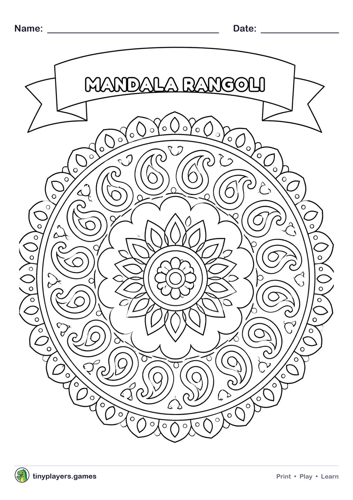 Mandala Rangoli printable sheet