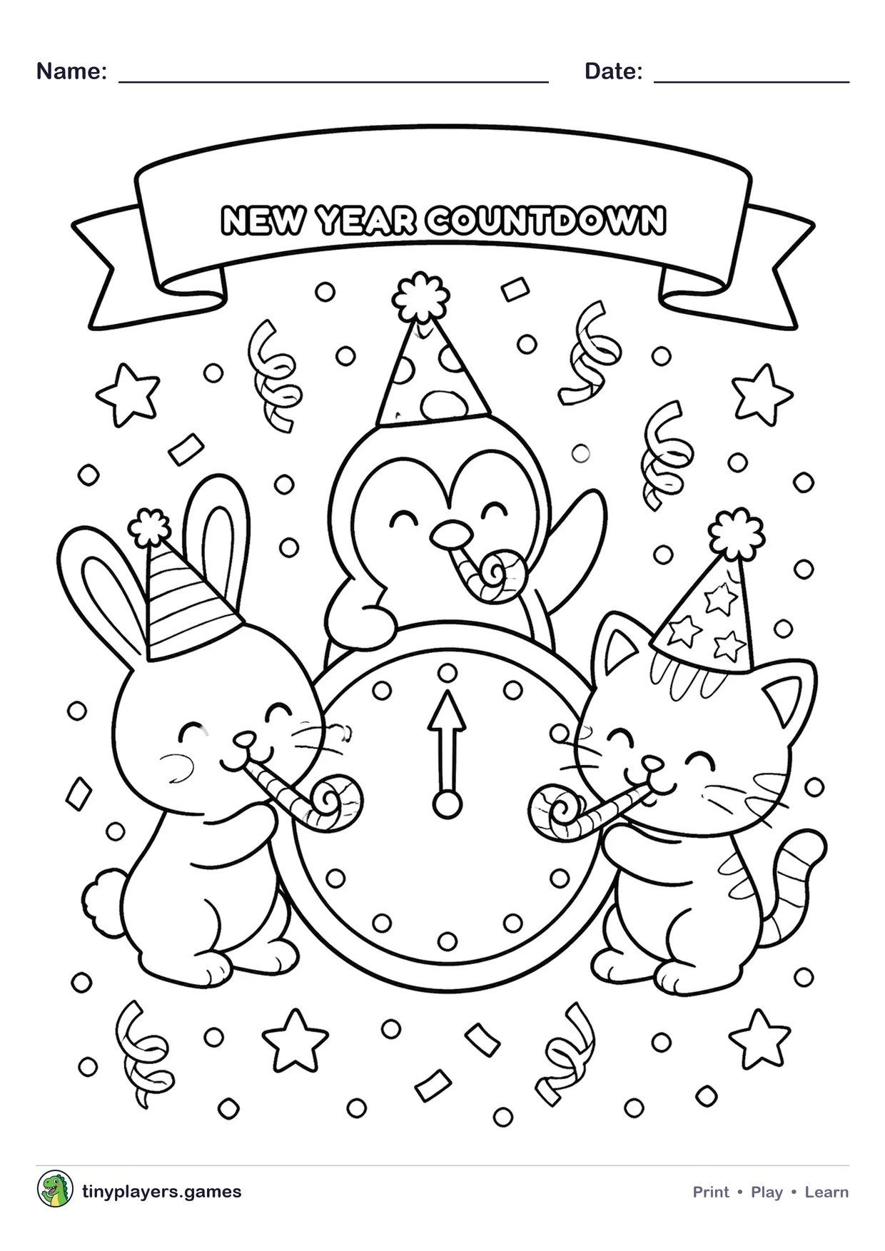 New Year Countdown printable sheet