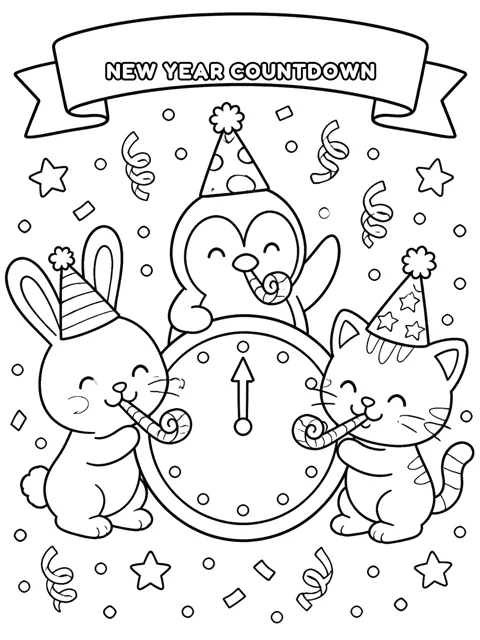 New Year Countdown coloring page