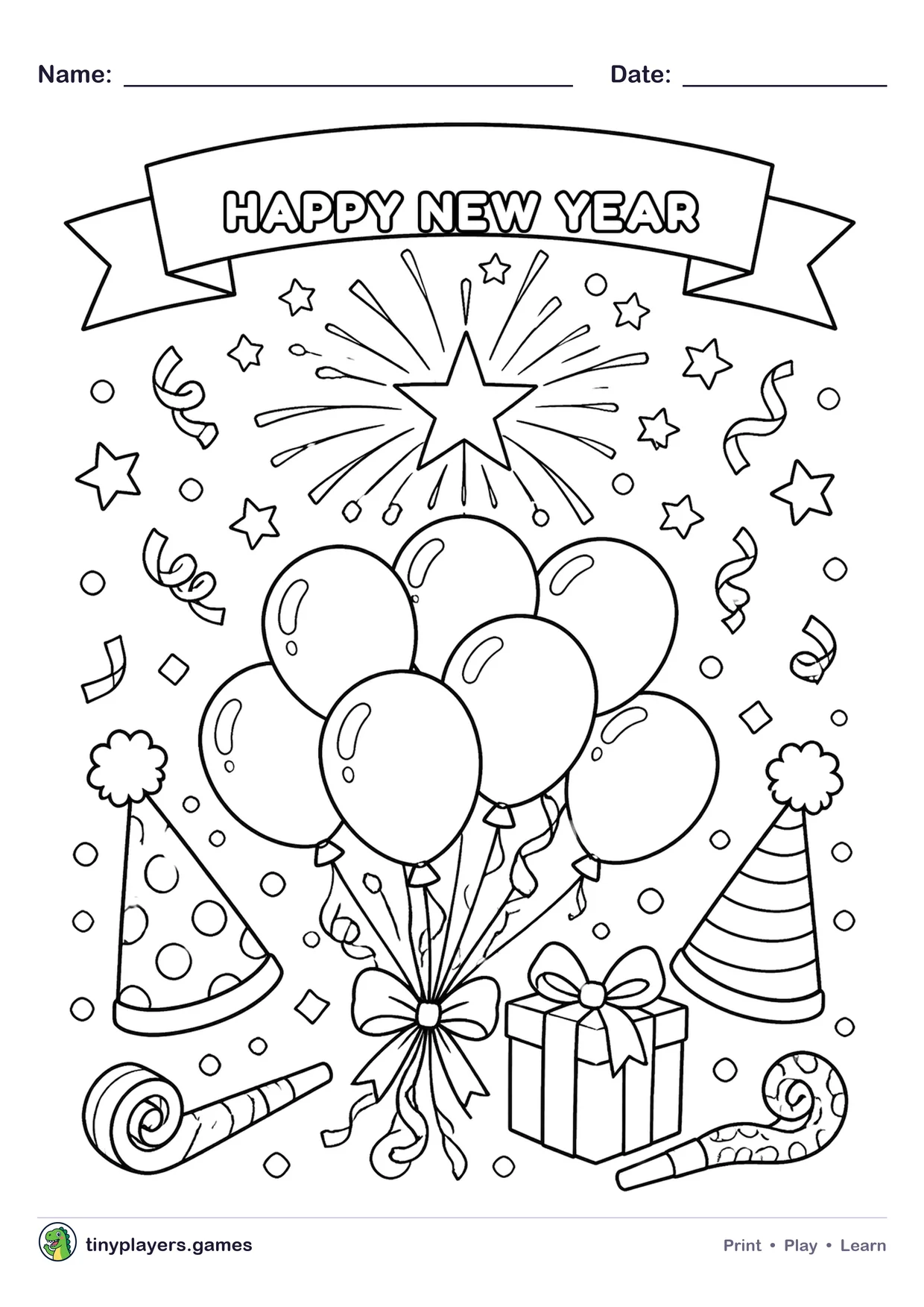 Happy New Year printable sheet