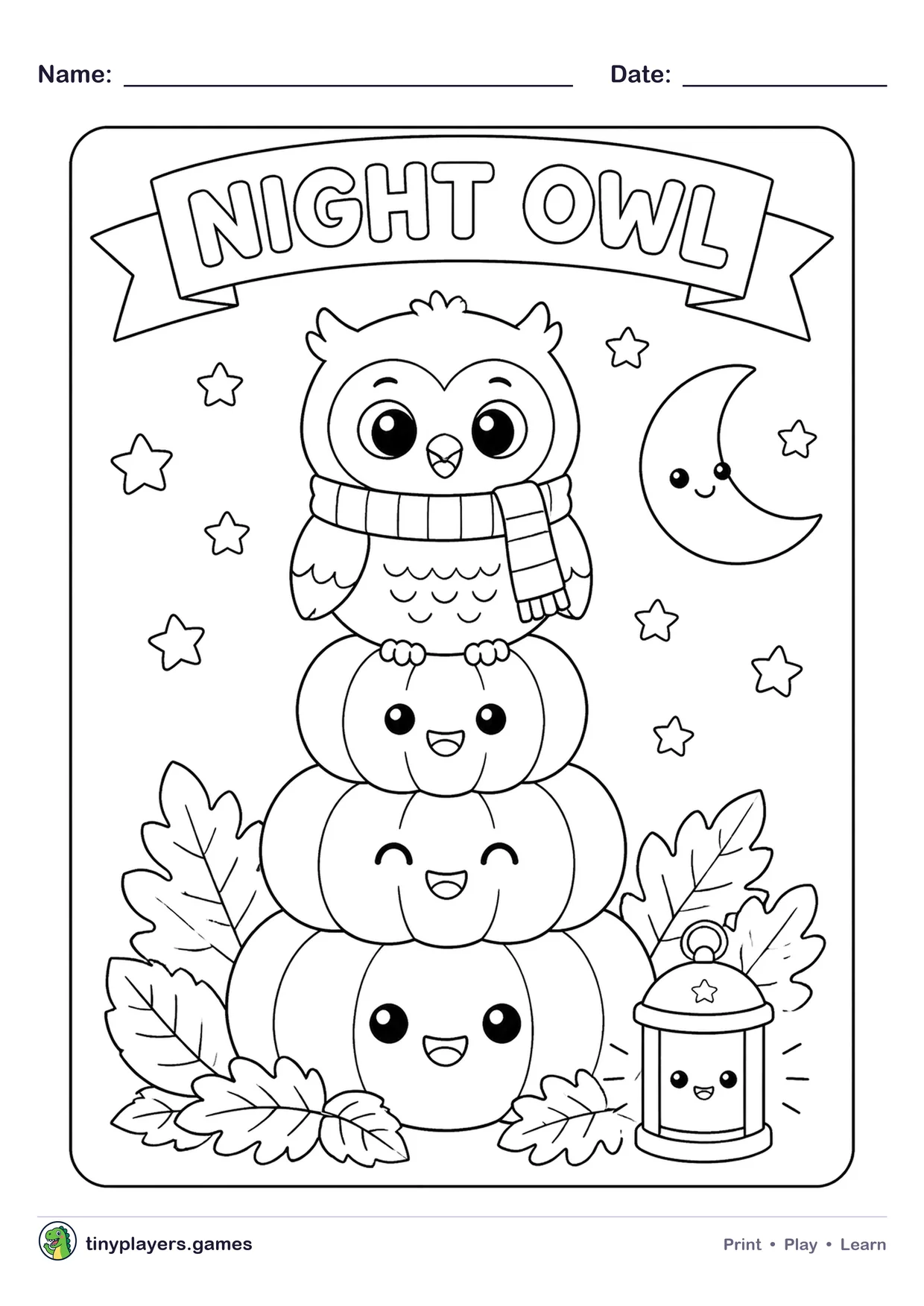 Night Owl printable sheet
