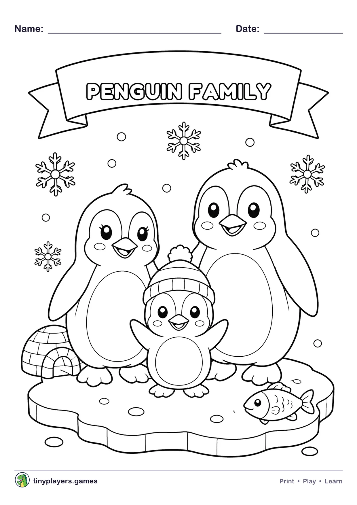 Penguin Family printable sheet
