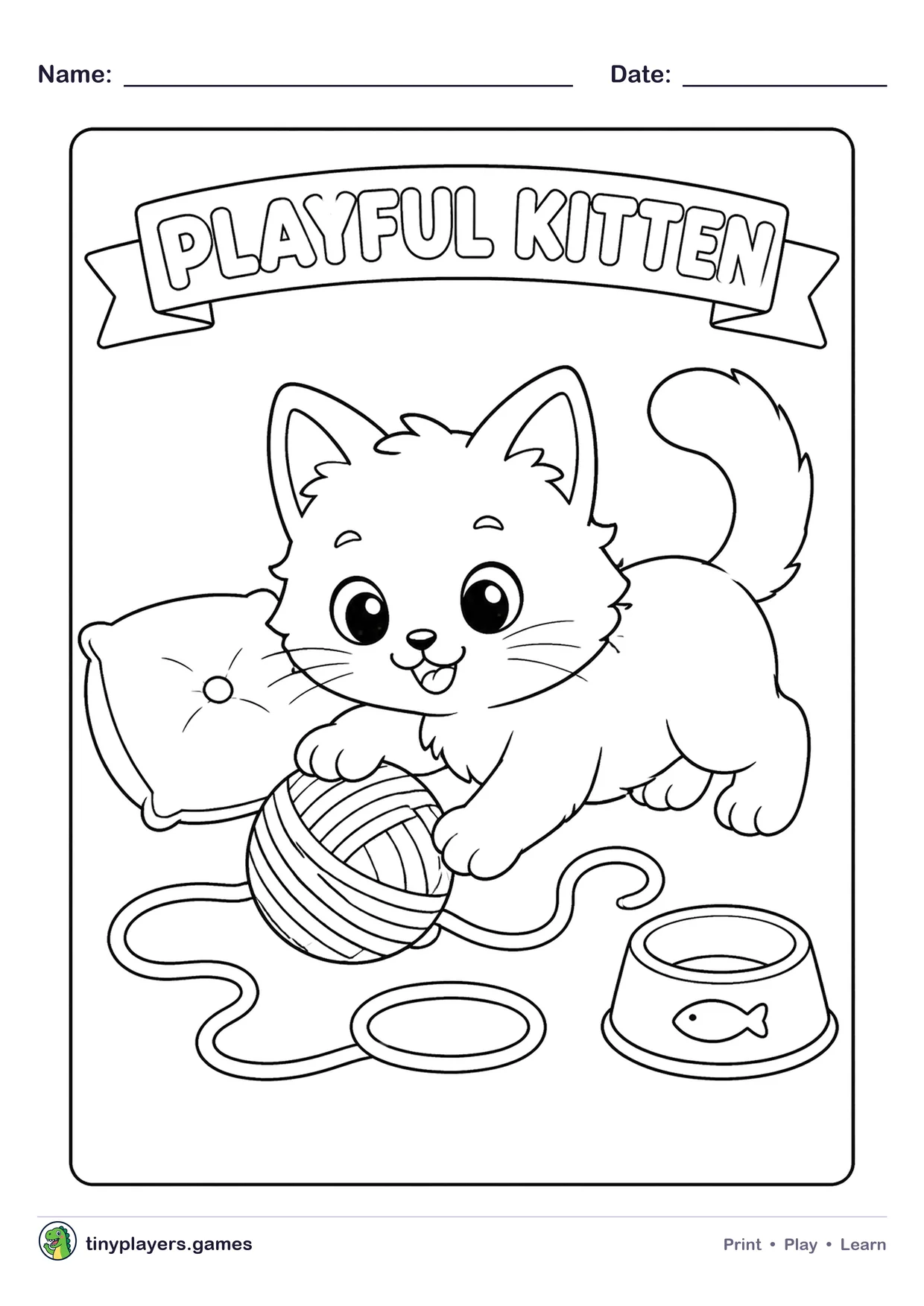 Playful Kitten printable sheet