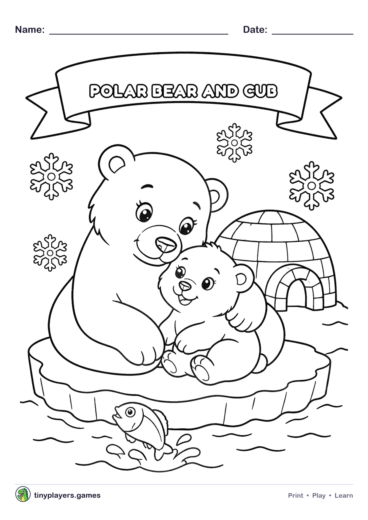 Polar Bear and Cub printable sheet