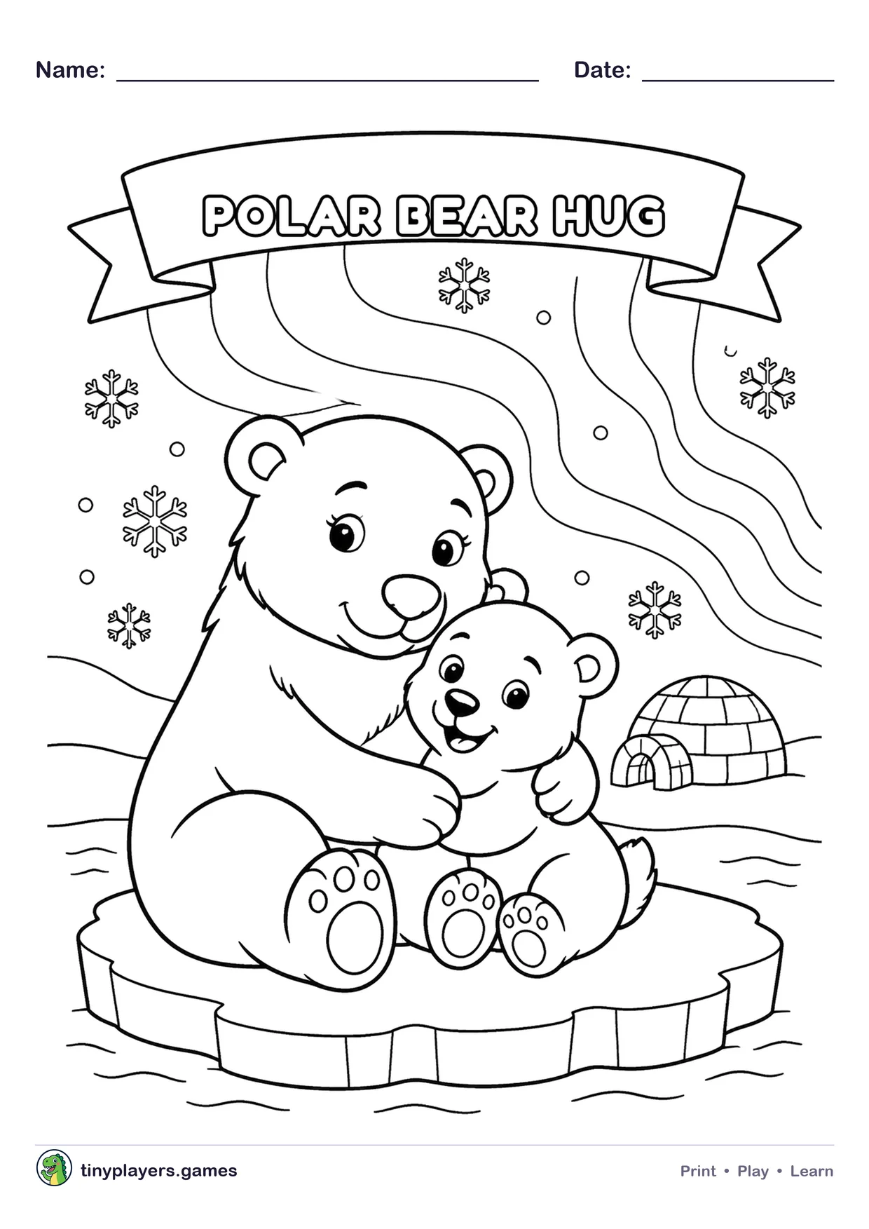Polar Bear Hug printable sheet