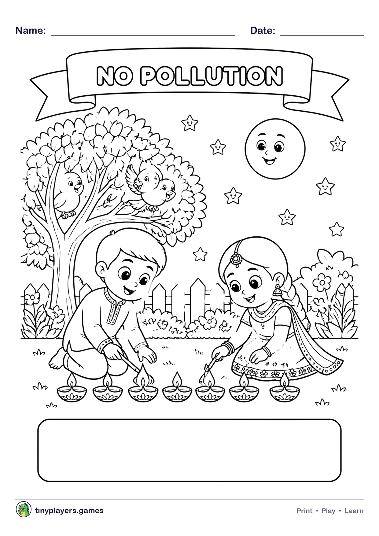 Pollution-free Diwali Poster printable sheet