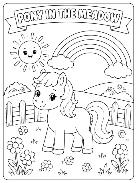 Pony in the Meadow coloring page