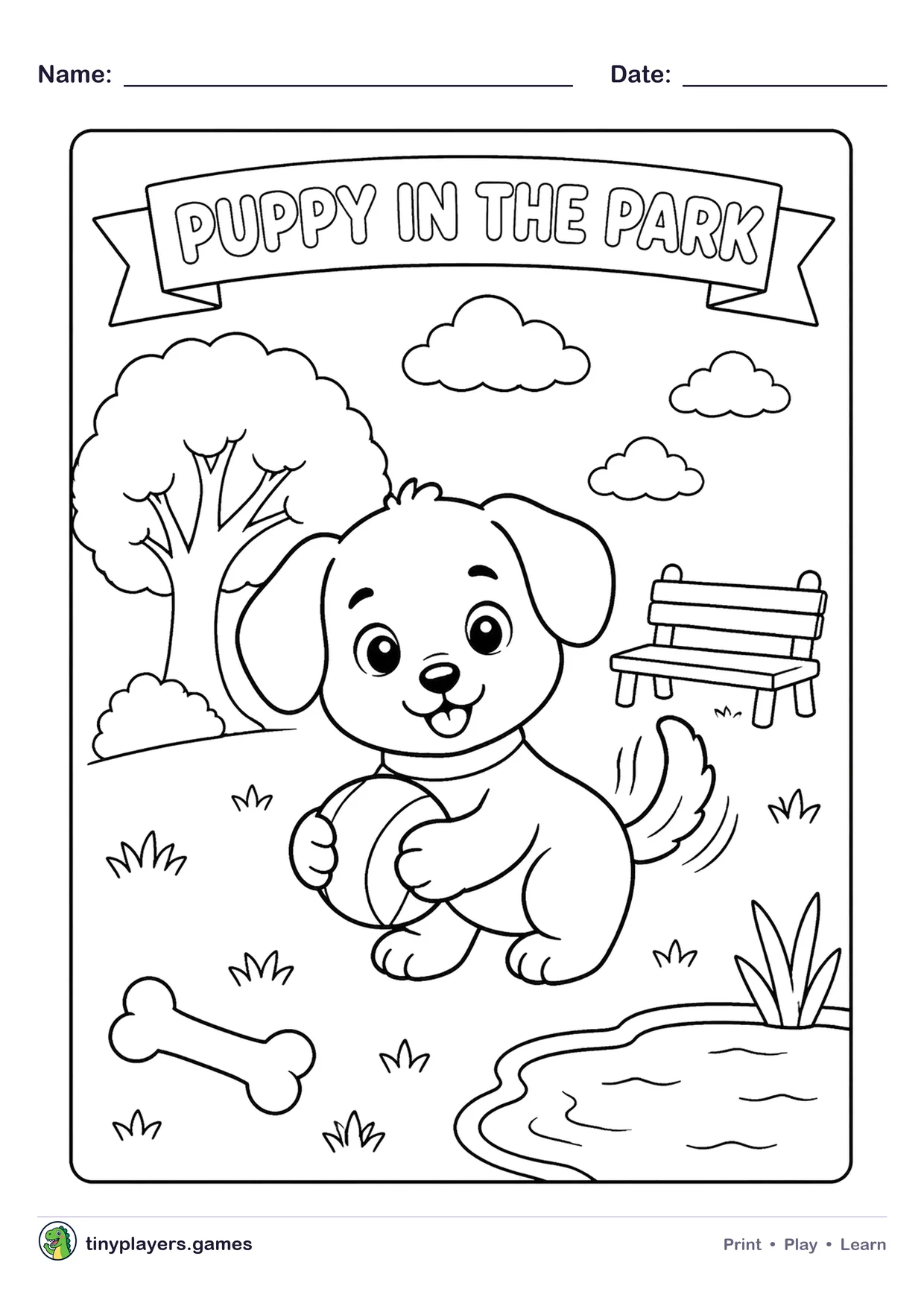 Puppy in the Park printable sheet