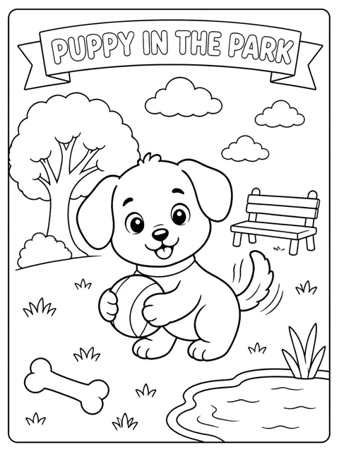 Puppy in the Park coloring page