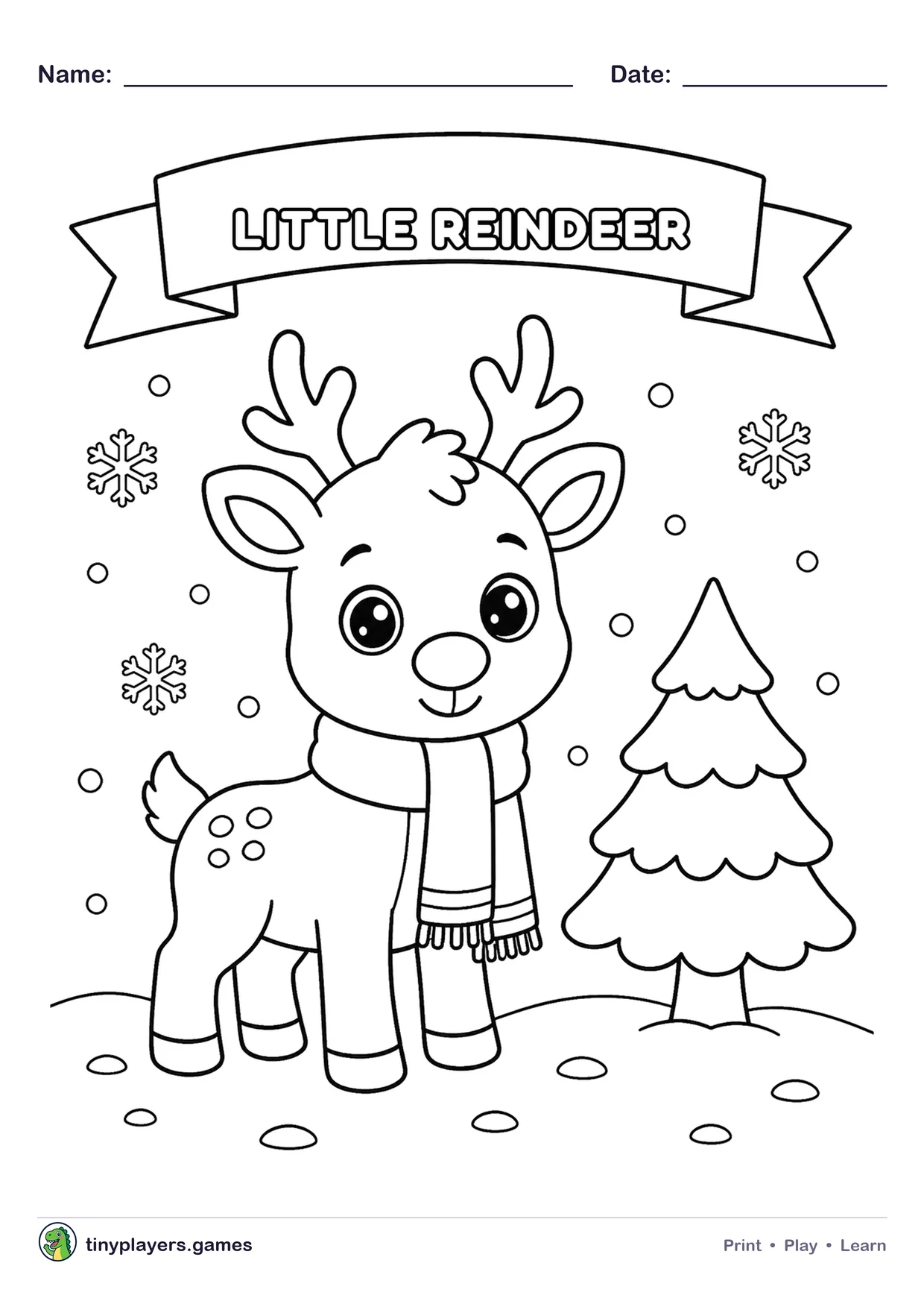 Little Reindeer printable sheet