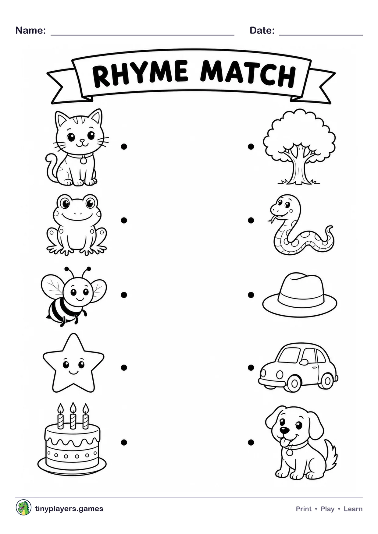 Rhyme Match printable sheet