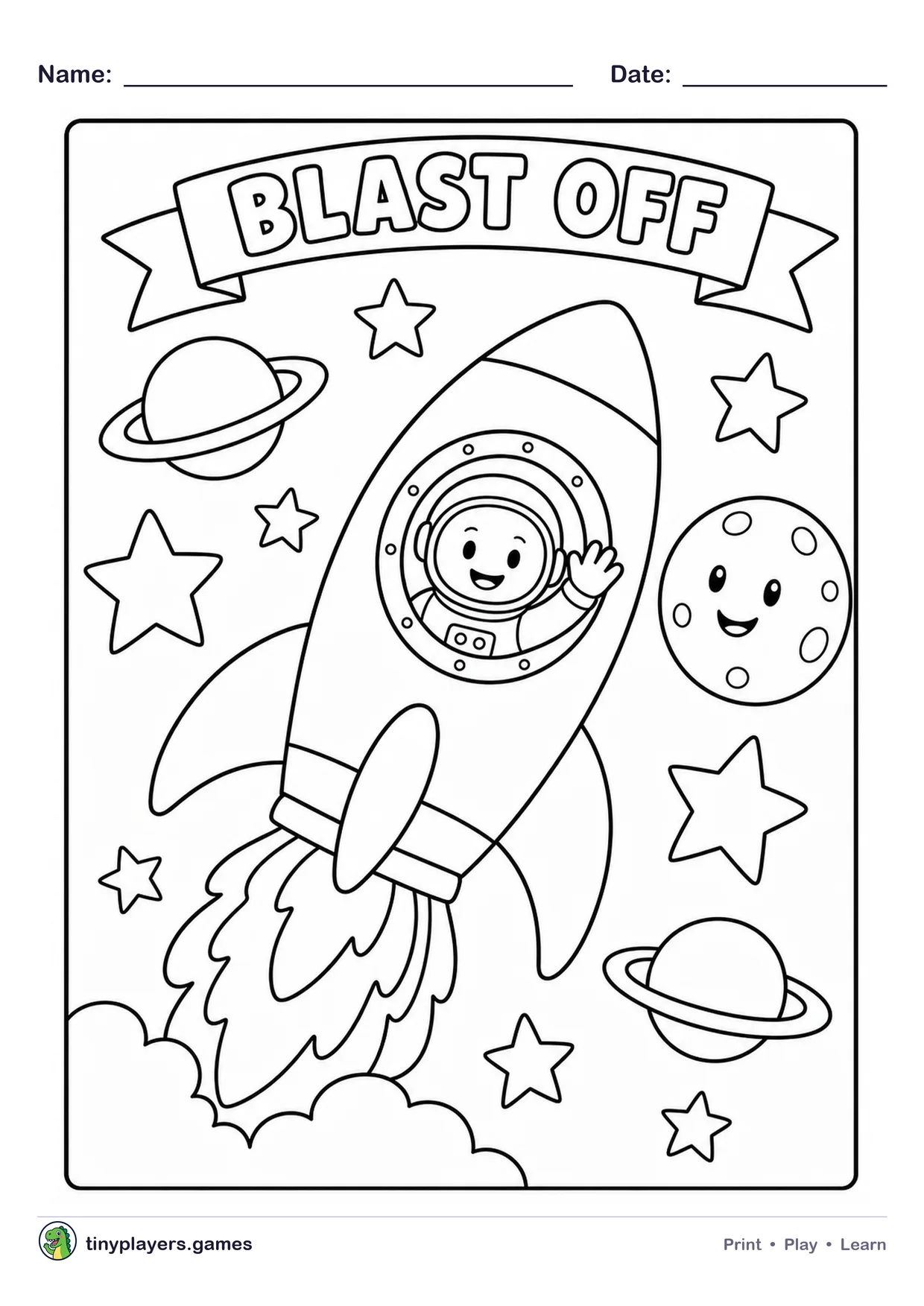 Rocket to the Moon printable sheet