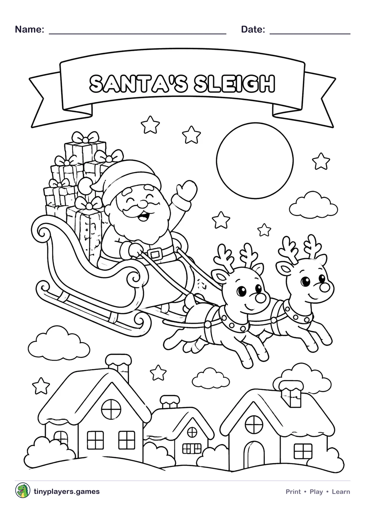 Santa's Sleigh printable sheet