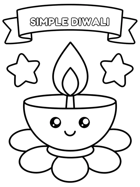 Simple Diwali coloring page