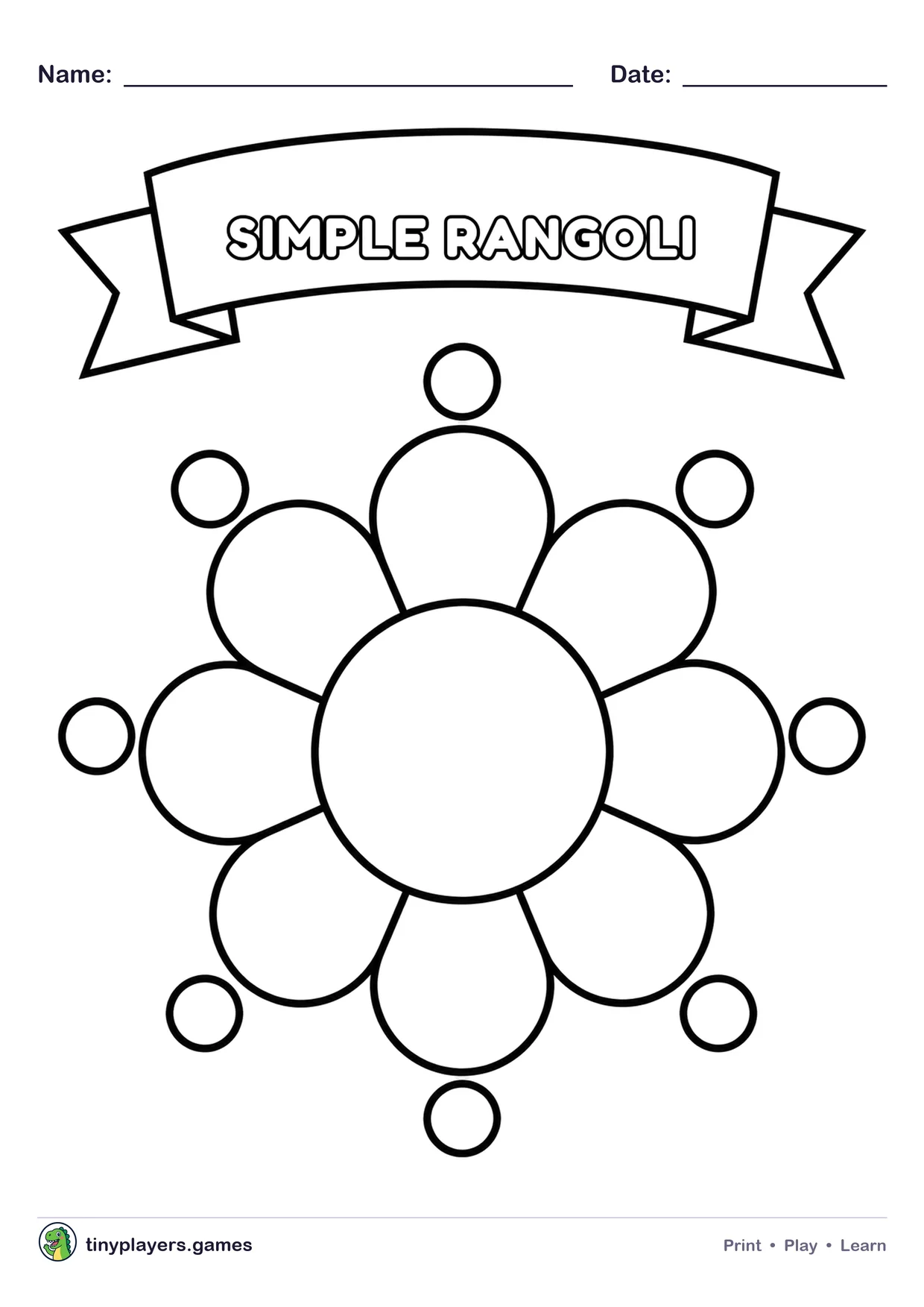 Simple Rangoli Drawing printable sheet
