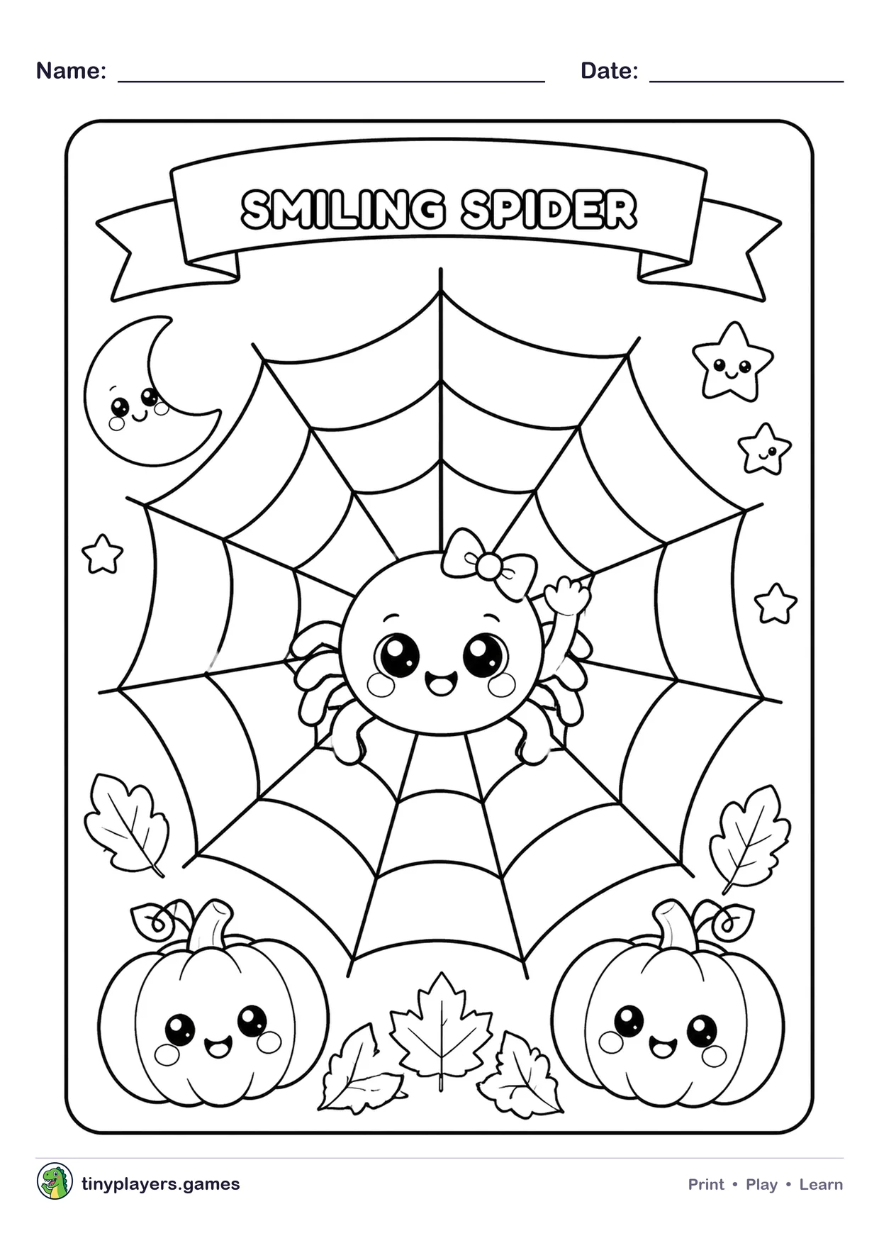 Smiling Spider printable sheet