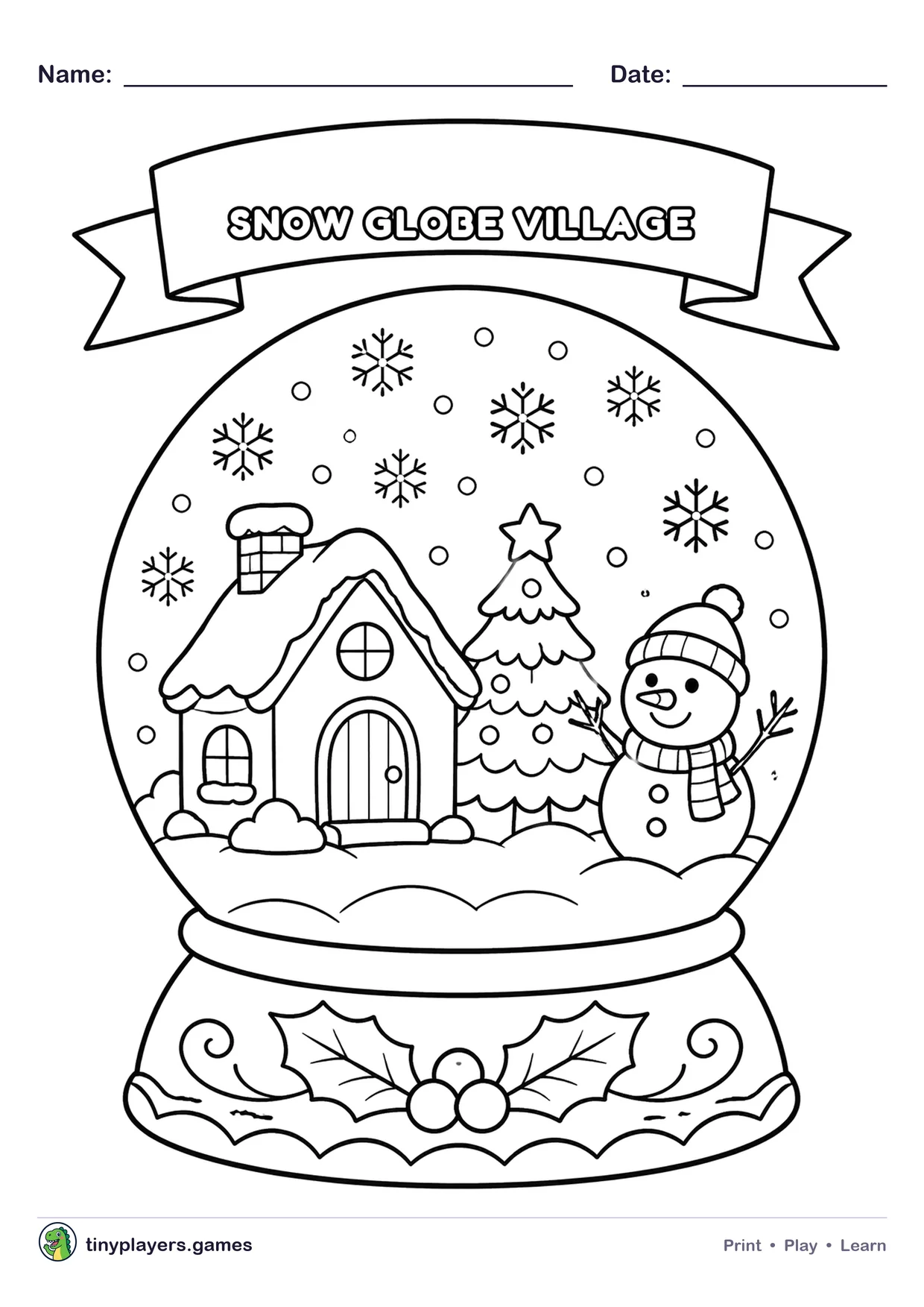 Snow Globe Village printable sheet