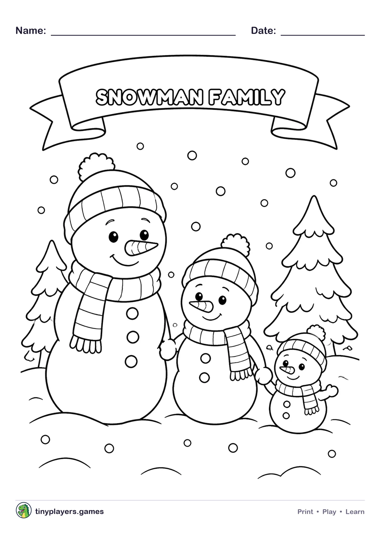 Snowman Family printable sheet