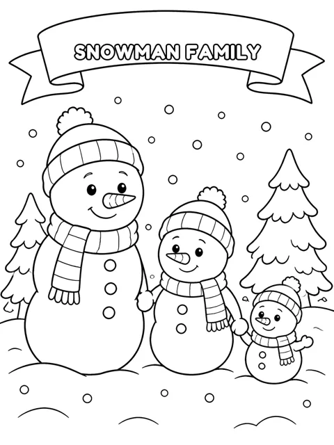 Snowman Family coloring page