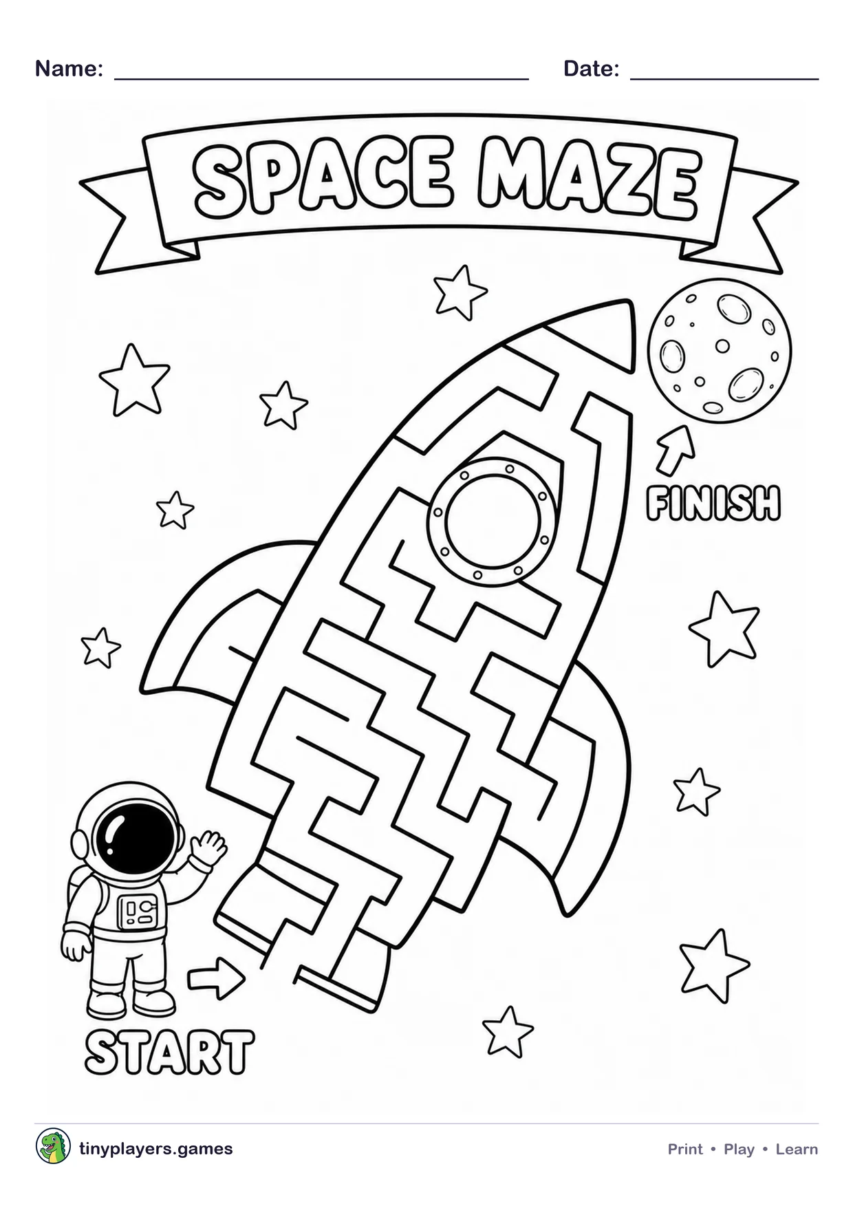 Space Maze printable sheet