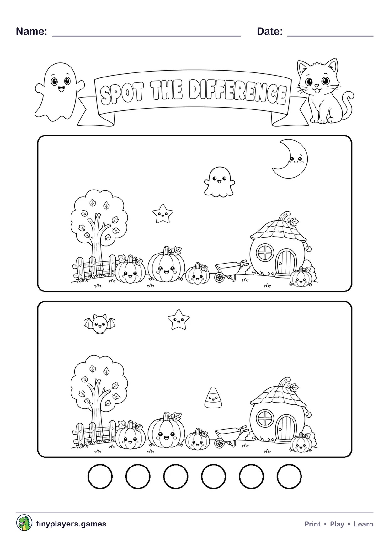 Halloween Spot the Difference printable sheet