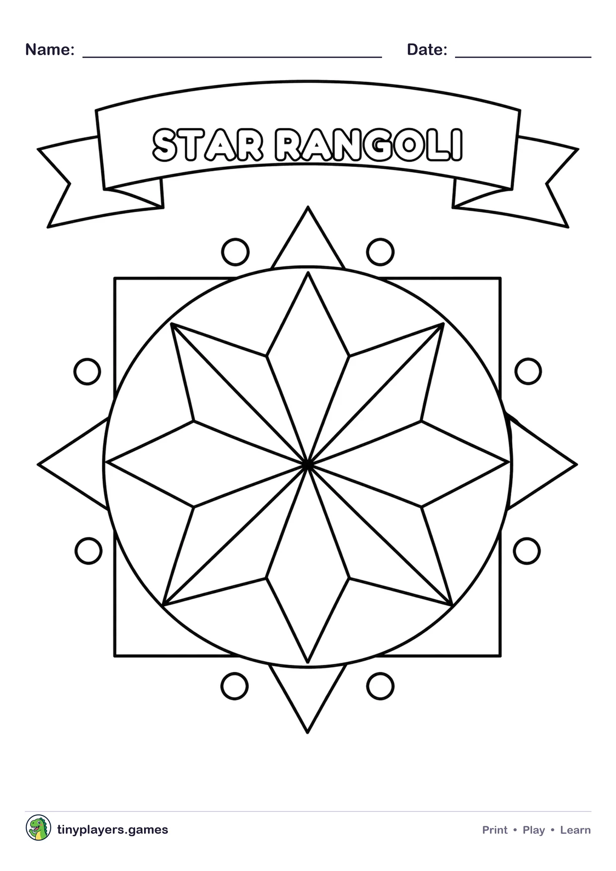 Star Rangoli printable sheet