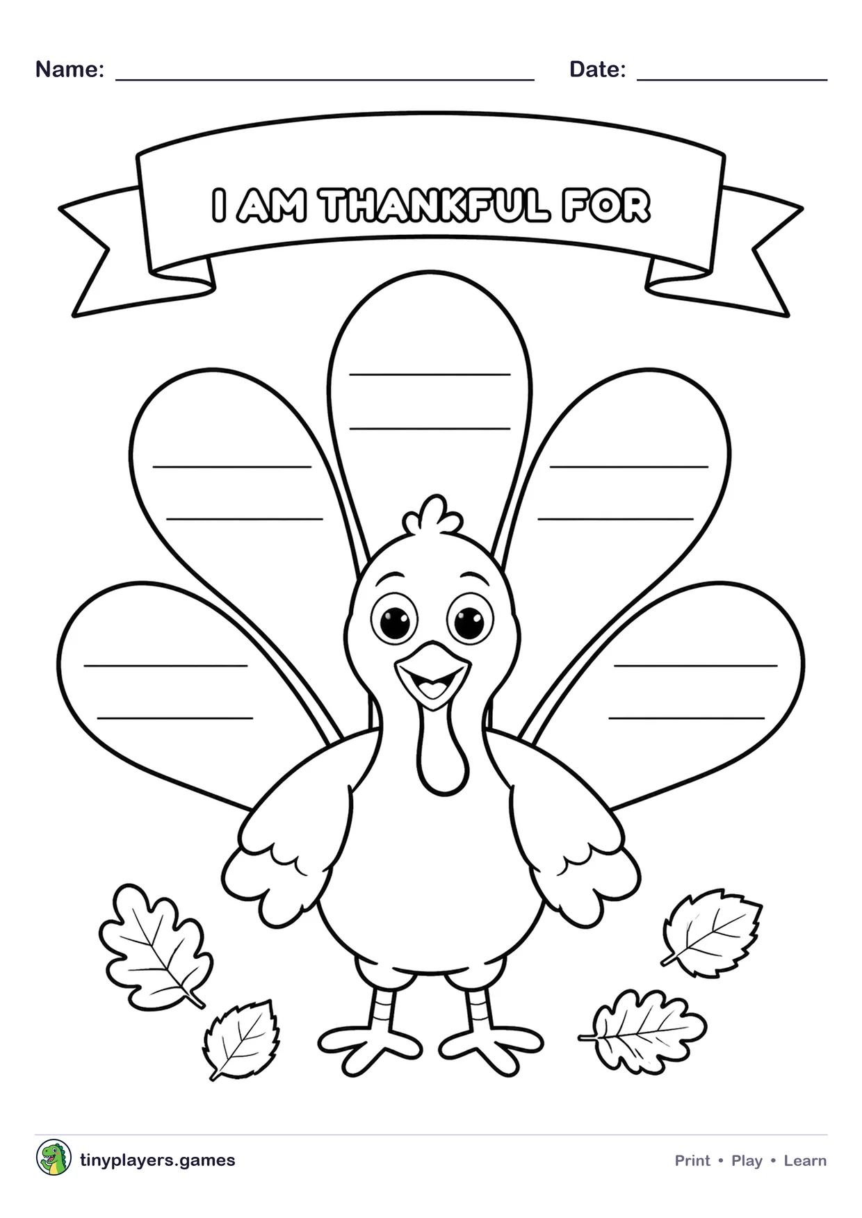 Thankful Feathers printable sheet