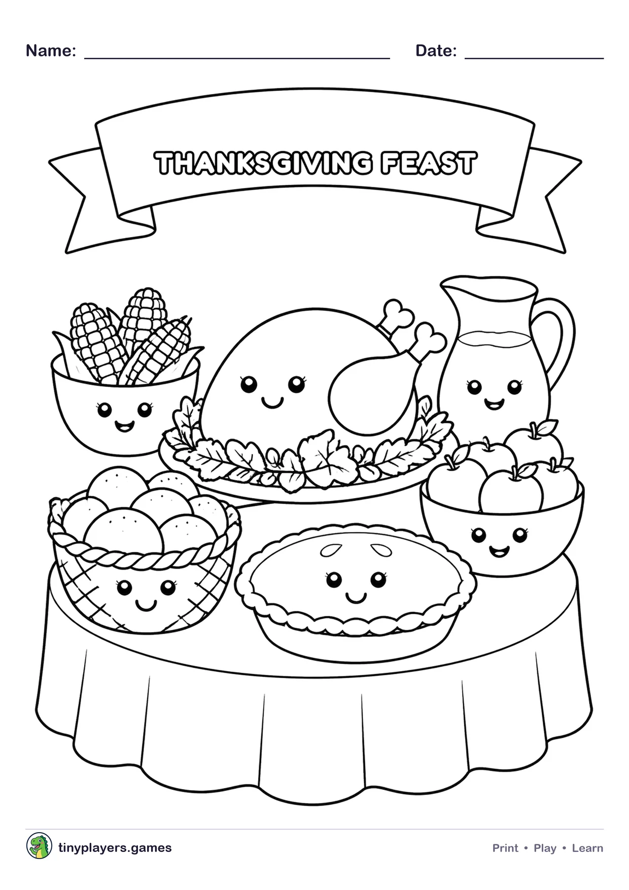 Thanksgiving Feast printable sheet