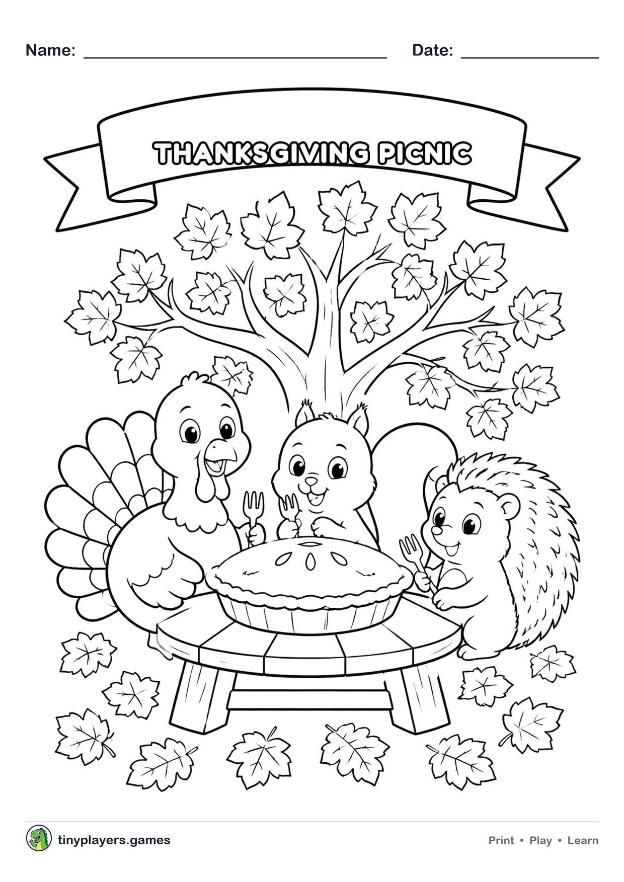 Thanksgiving Picnic printable sheet