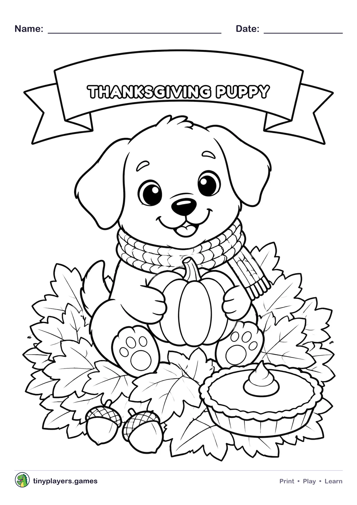 Thanksgiving Puppy printable sheet