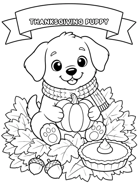 Thanksgiving Puppy coloring page