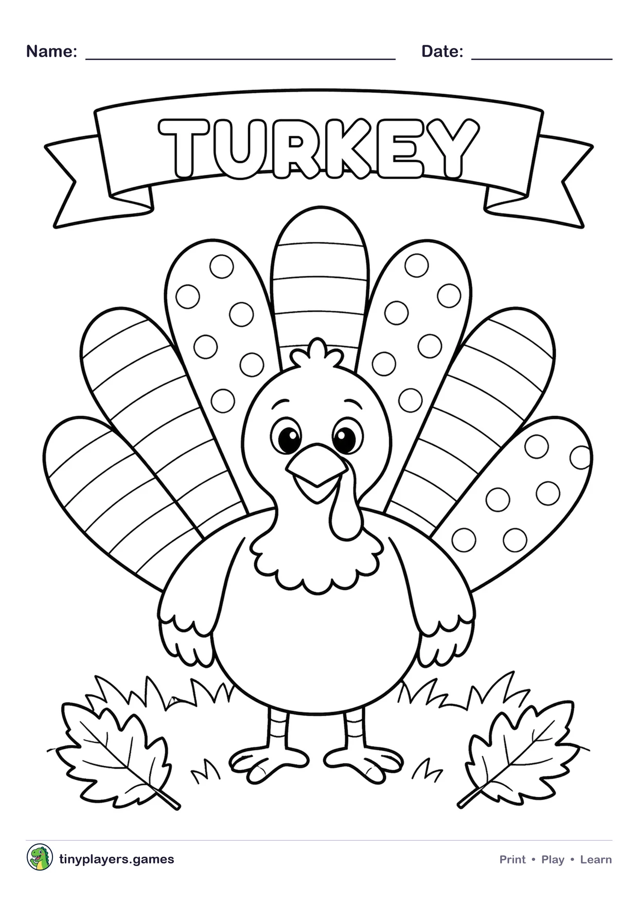 Thanksgiving Turkey printable sheet