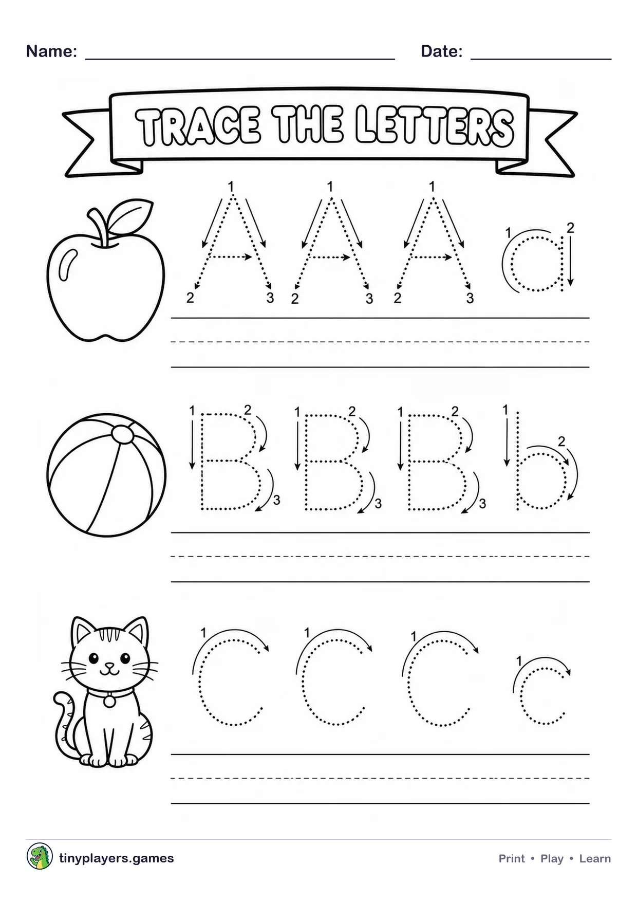 Trace the Letters printable sheet